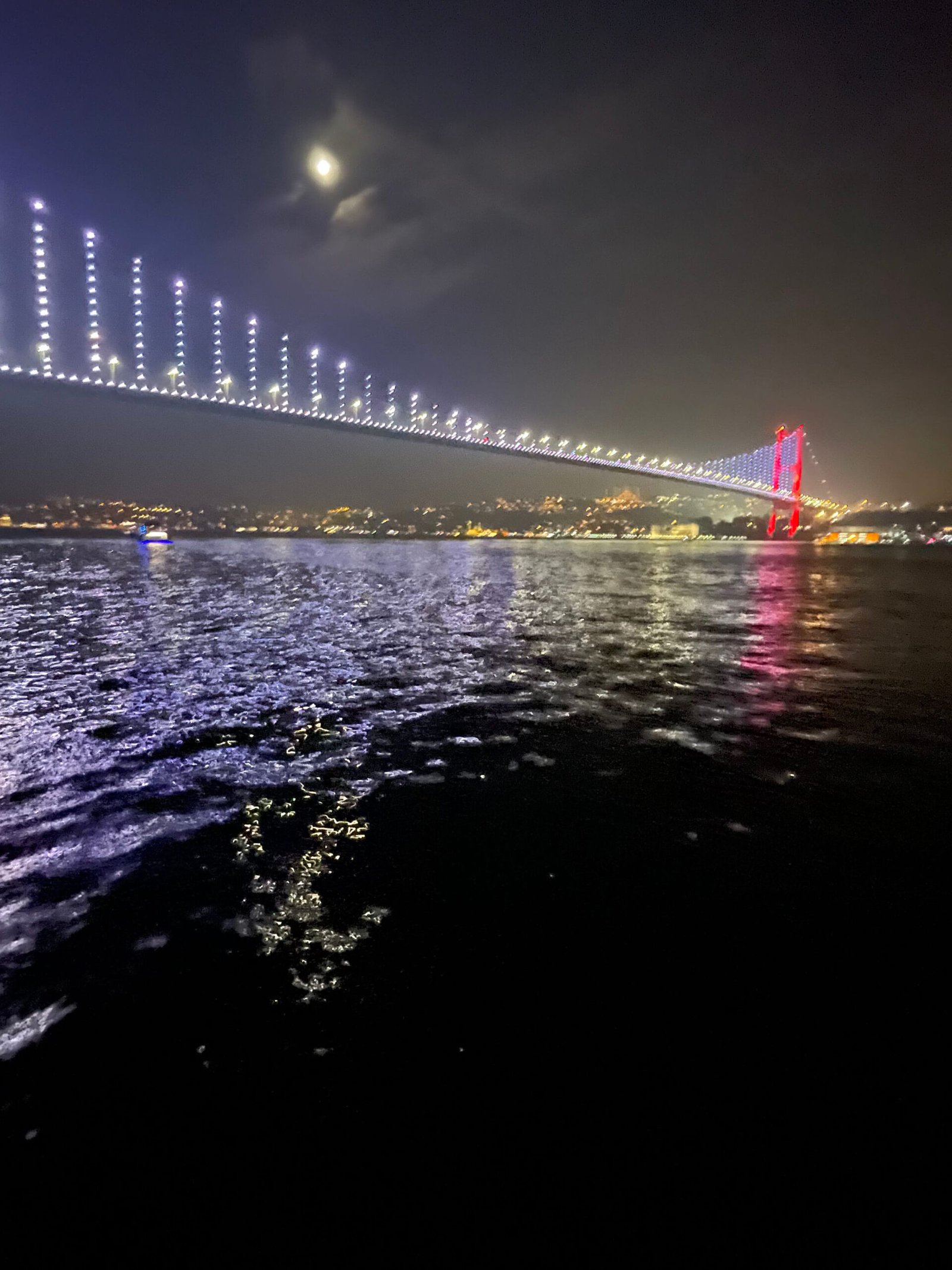 Vista del estrecho del Bósforo en Estambul, Turquía, con el puente que conecta Europa y Asia
